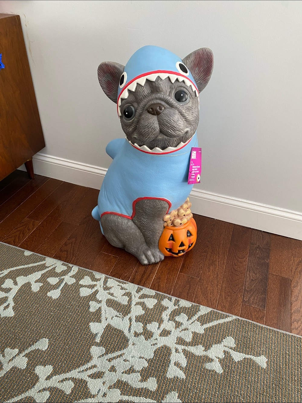 NWT 2026 home decor frenchie shark Halloween light up pumpkin